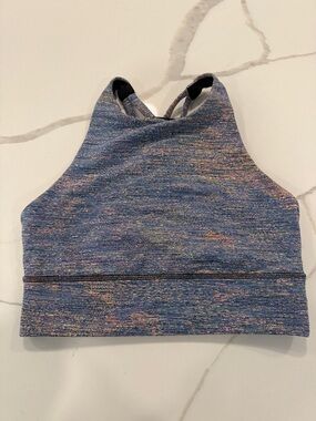 LuluLemon Heathered Blue High Neck Sports Bra